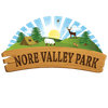 Nore valley park logo, animals grazing in a verdant, sunny valley